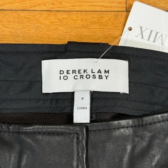 $995 Derek Lam 10 Crosby Size 4 Black Leather Robertson Flare Trousers *READ* - Picture 4 of 13